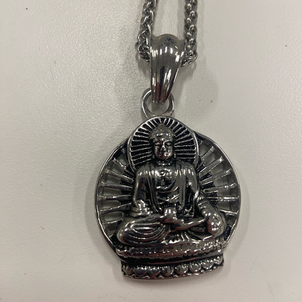Silver Buddha Pendant Necklace
